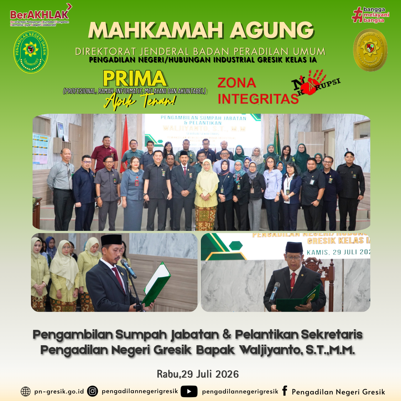 Pelantikan Sekretaris Waljyanto